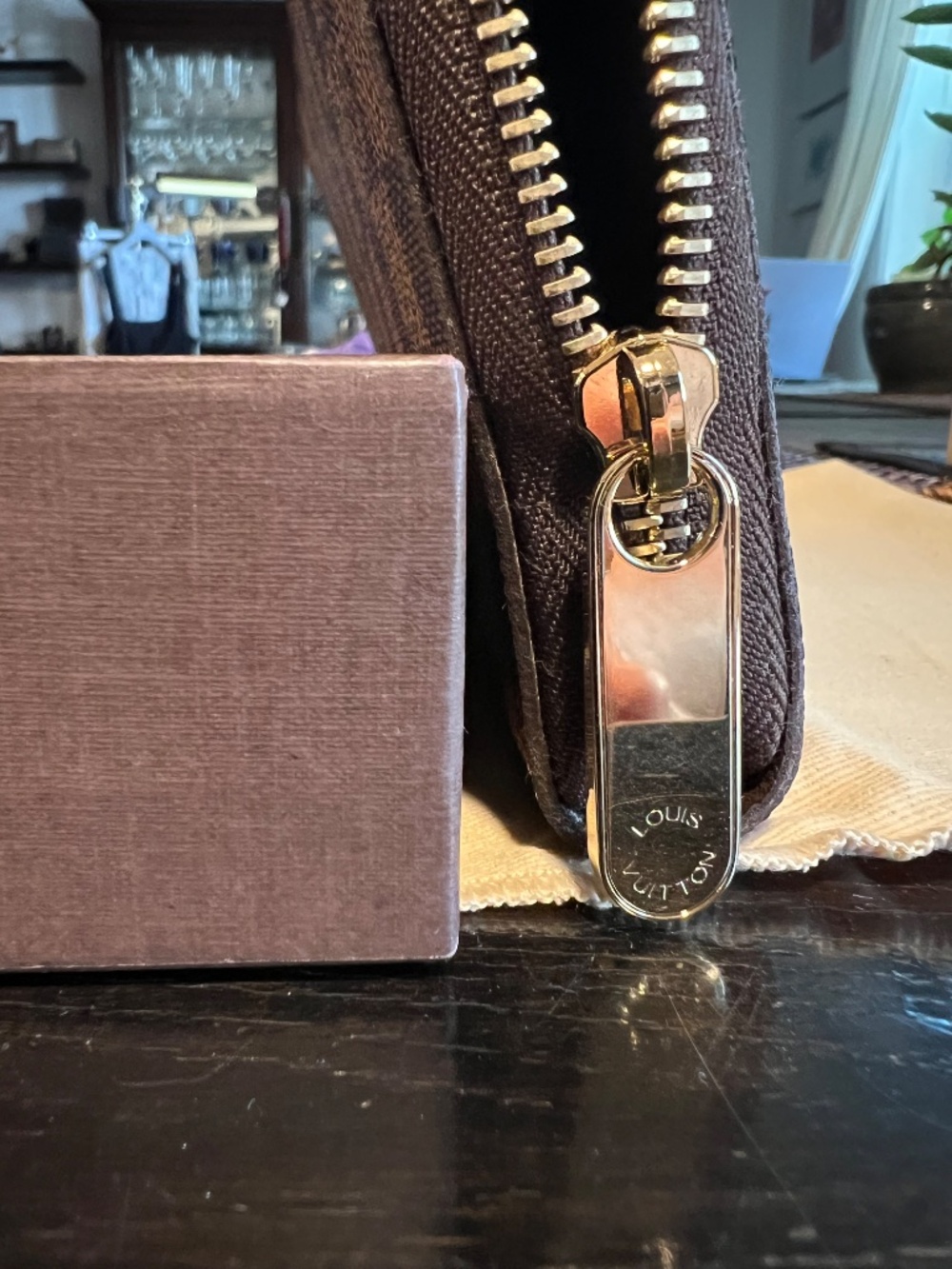 NEW Checkered Louis Vuitton Clutch- 8 1/4 x 4 3/4 inches, Brown - Picture 16 of 16